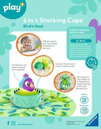 Ravensburger Play+ 12034106 Stacking Cups: Bird's Nest