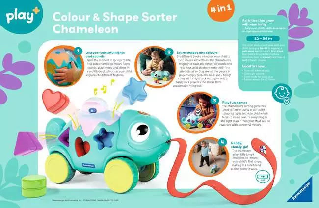 Ravensburger Play+ 12034119 Colour & Shape Sorter: Chameleon