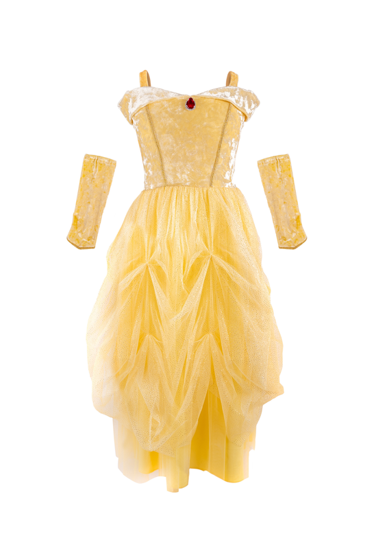 Great Pretenders Velvety Soft Yellow Princess Gown with Arm Warmers Size 5-6