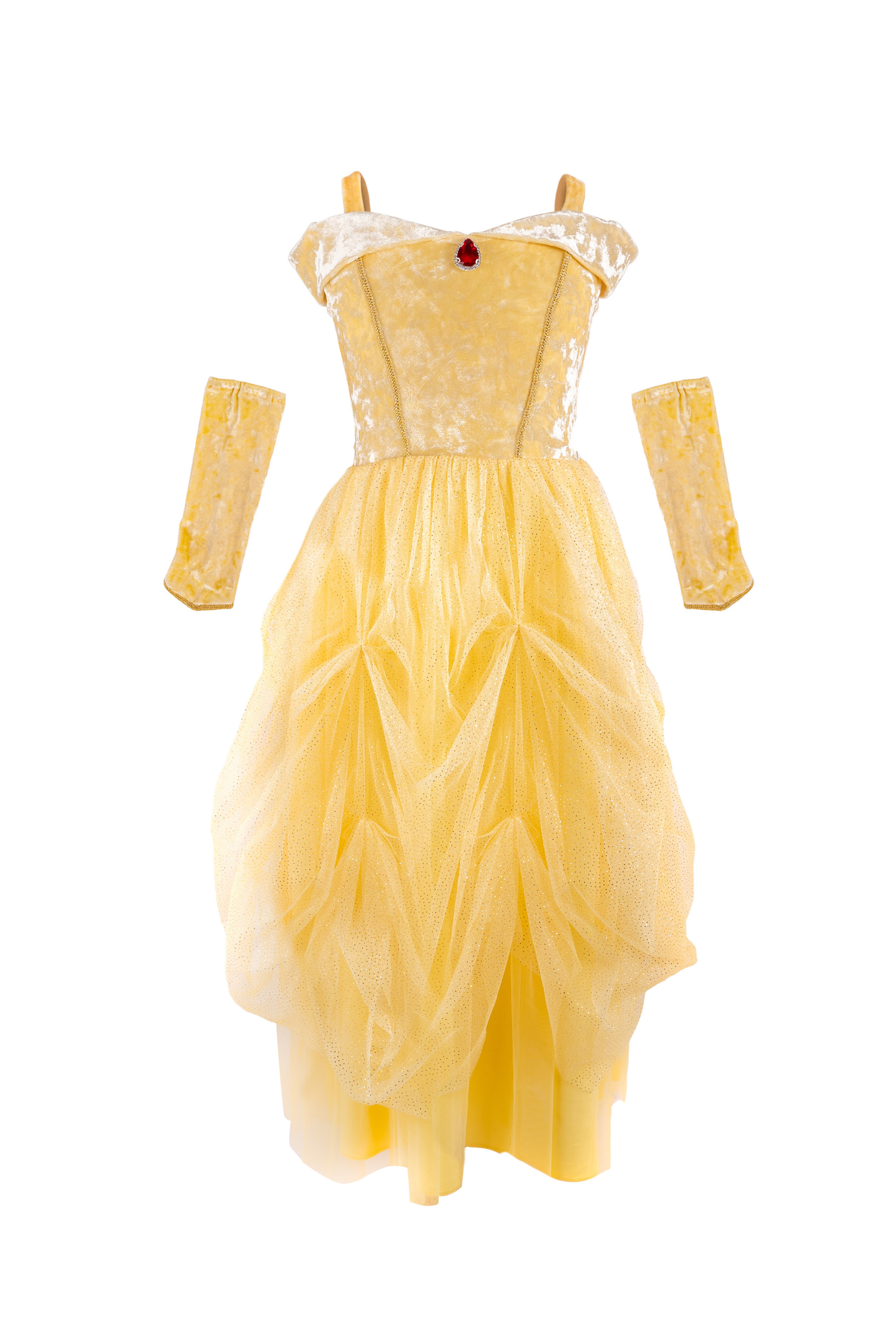 Great Pretenders Velvety Soft Yellow Princess Gown with Arm Warmers Size 5-6