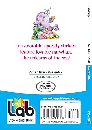 Dover Glitter Narwhals Stickers