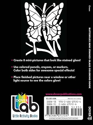 Dover Butterflies Mini Stained Glass Coloring Book