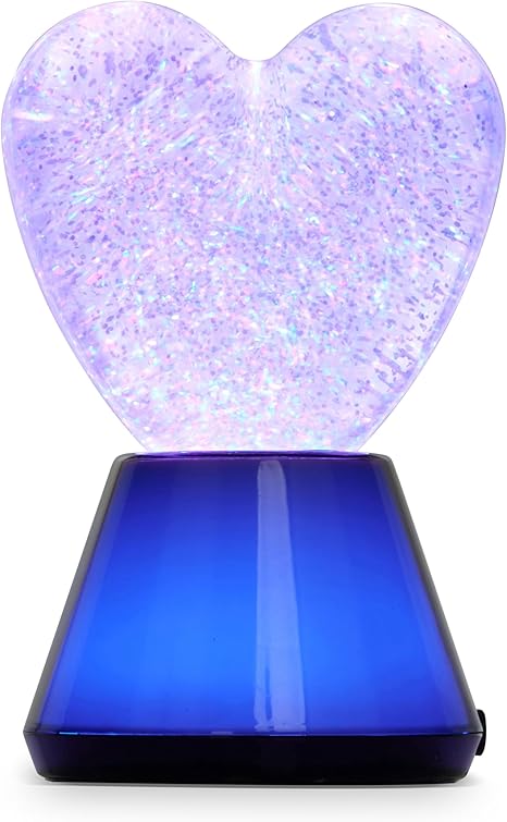 Wireless Glitter Heart Bluetooth Speaker with LED Lights, Rechargeable Wireless Orb
