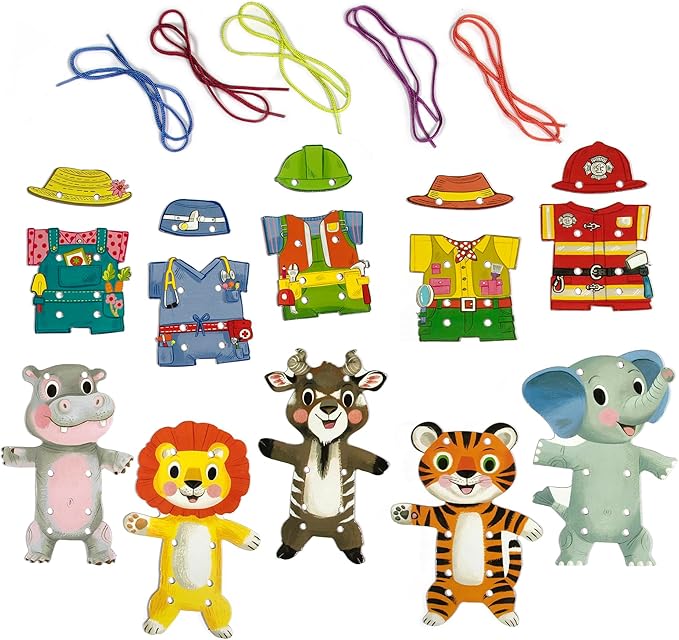 Eeboo LCODU Occupations Dress Up Lacing Cards