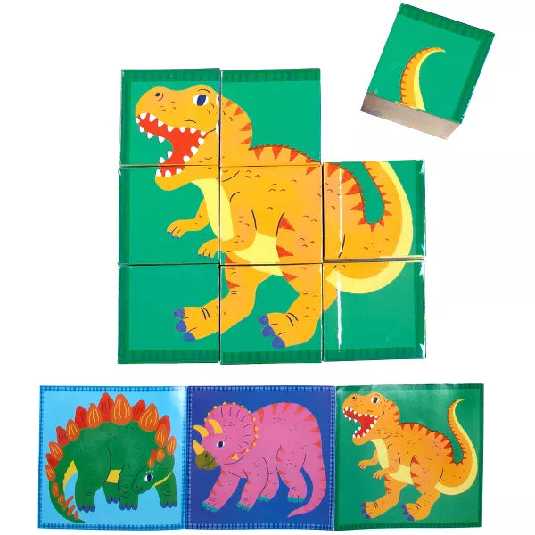 eeBoo BLP944 Dinosaur Picture Blocks 9 Piece Puzzle Block Set