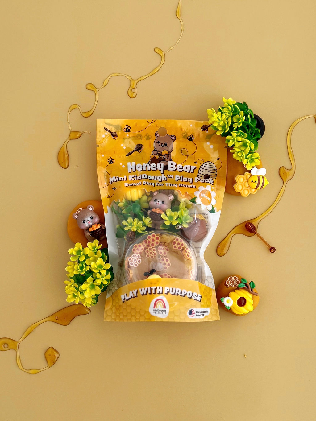 Earth Grown Kid Dough Honey Bear Mini Play Pack