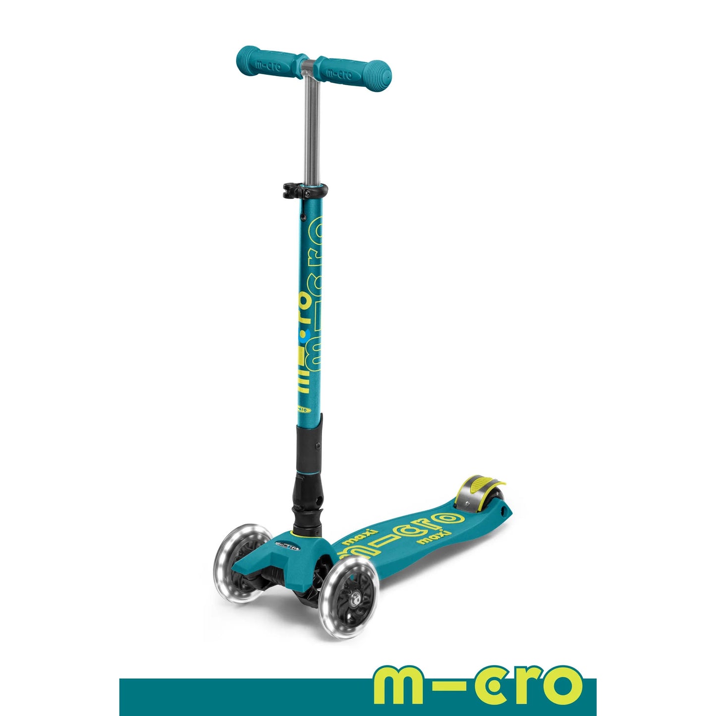Micro Kickboard Maxi Foldable LED Scooter - Petrol Green