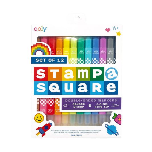 Stamp a Square Double-Ended Markers - Set of 12