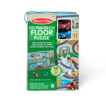 Melissa & Doug Race Track Floor Puzzle & Play Set