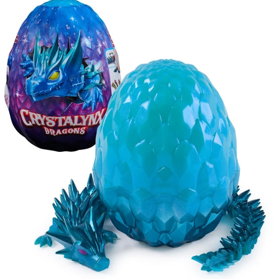 Spin Master CrystaLynx Dragons, 12.5-inch Collectible Articulated Dragon Toy Figure & Blind Box Display Egg (Random Color Assortment 1pc)