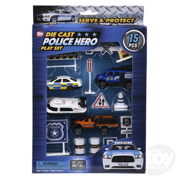 Toy Network 15pc Die-cast Police Play Set (Random Color Assortment 1 Box)