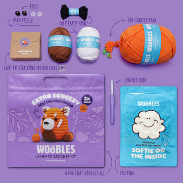 Woobles Soli the Red Panda Extra Squeezy Crochet Kit