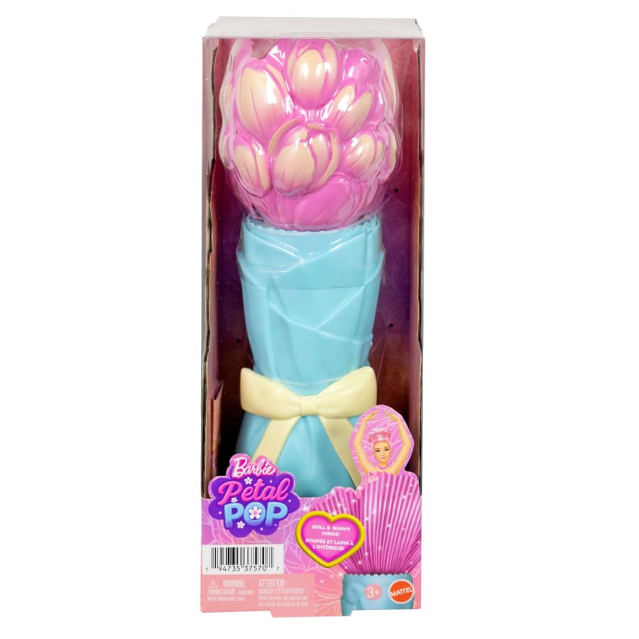 Mattel Barbie Petal Pop Scented Fashion Doll With Pink Tulip Dress, Reveal Accessories Like Bunny & More