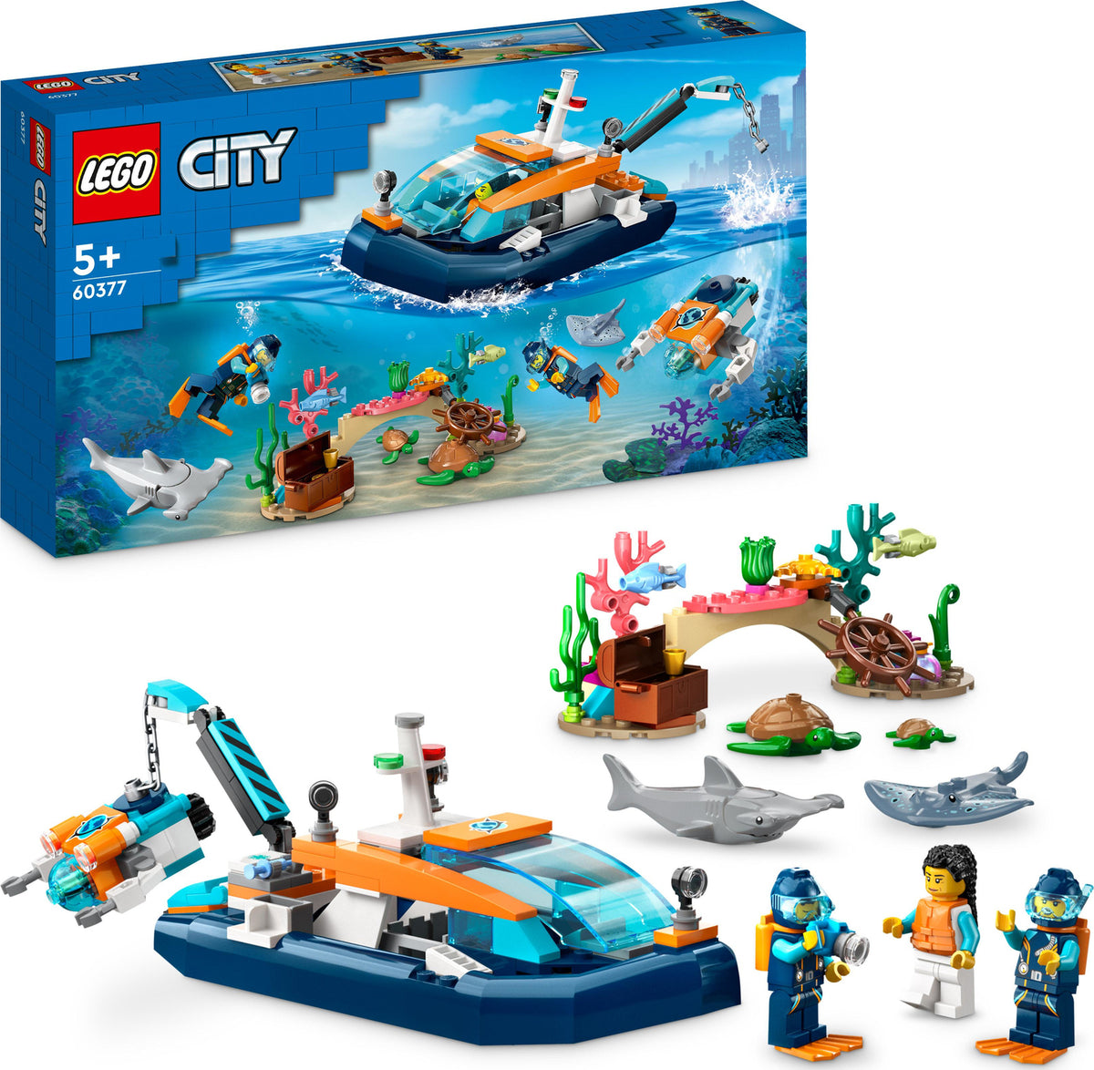 LEGO City 60377 Explorer Diving Boat Toy Ocean Set TimbukToys