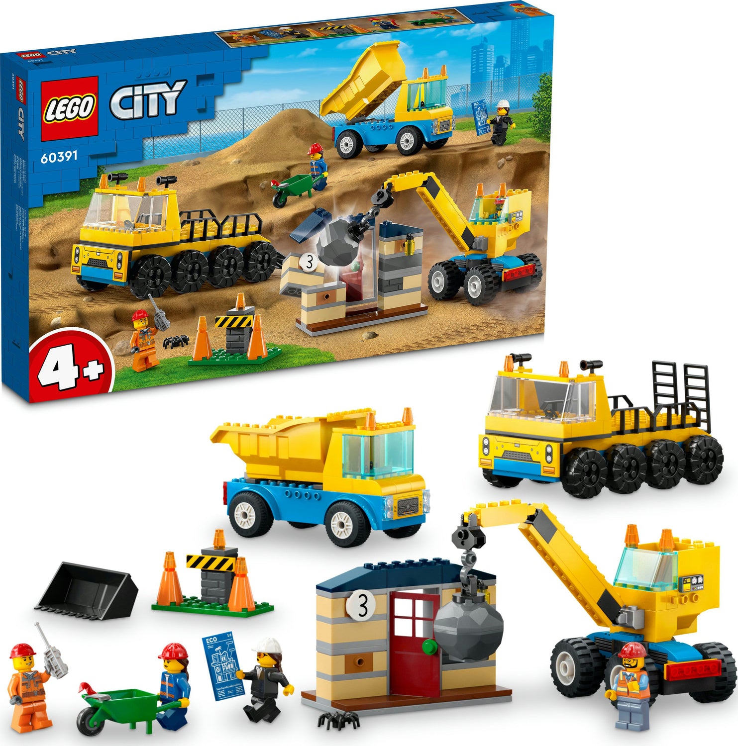 LEGO® City 60391 Construction Trucks and Wrecking Ball Crane