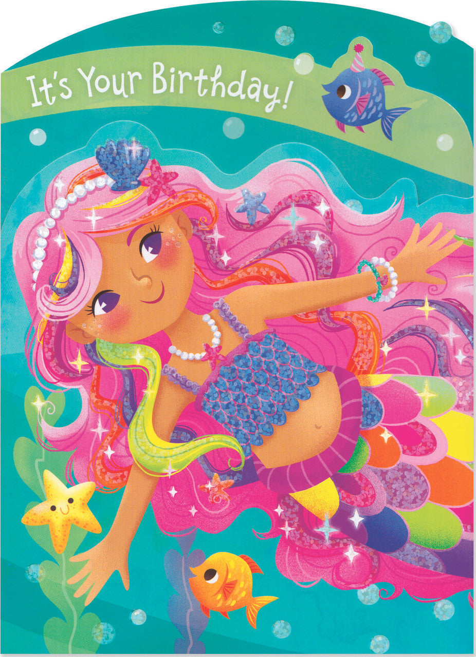 MW-Peaceable Kingdom Mermaid Tri-Fold Card