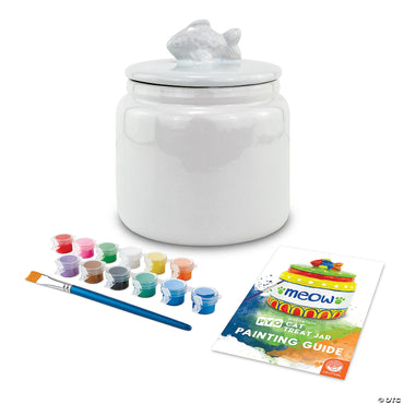 Paint Your Own Porcelain: Cat Treat Jar unboxed showing kit content