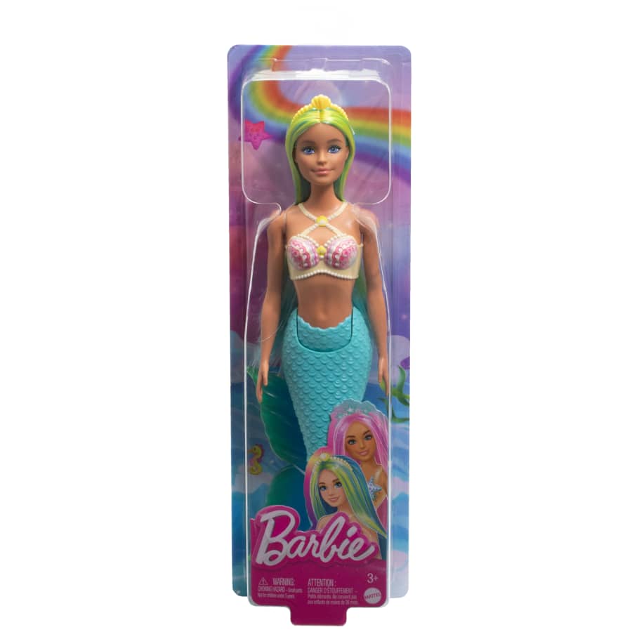Mattel Barbie Mermaid Doll With Blue And Yellow Hair, Turquoise Tail, And Headband Accessory