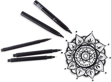 The Ink Works 5 Black Markers Assorted Sizes