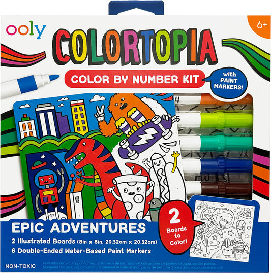 Colortopia: Color by Number Kit with Paint Markers - Epic Adventures