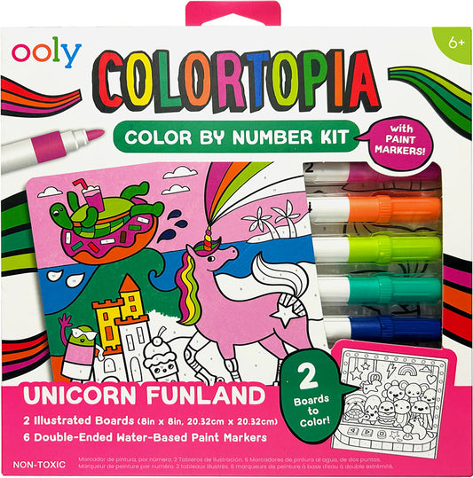 Colortopia: Color by Number Kit with Paint Markers - Unicorn Funland