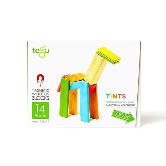 Tegu Tints Magnetic Wooden Blocks- 14 Piece Set