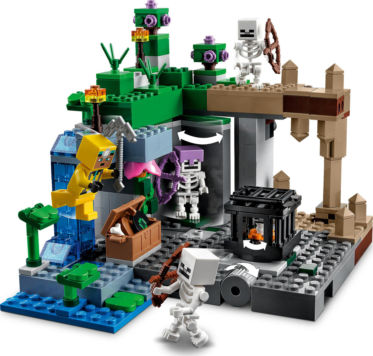 LEGO Minecraft The Skeleton Dungeon Set, 21189 Construction Toy for Kids  with Caves, Mobs and Figures with Crossbow Accessories