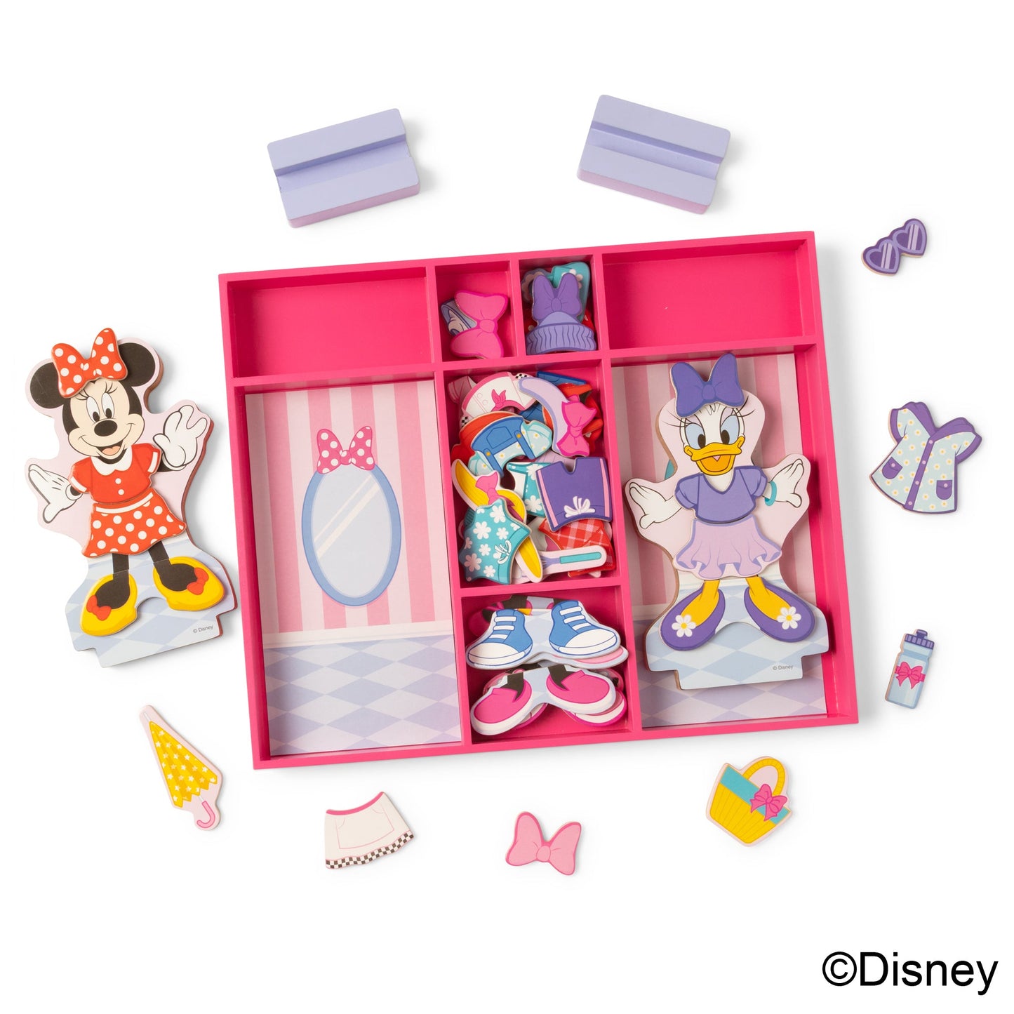 Melissa & Doug Disney Minnie & Daisy Deluxe Wooden Magnetic Dress-Up