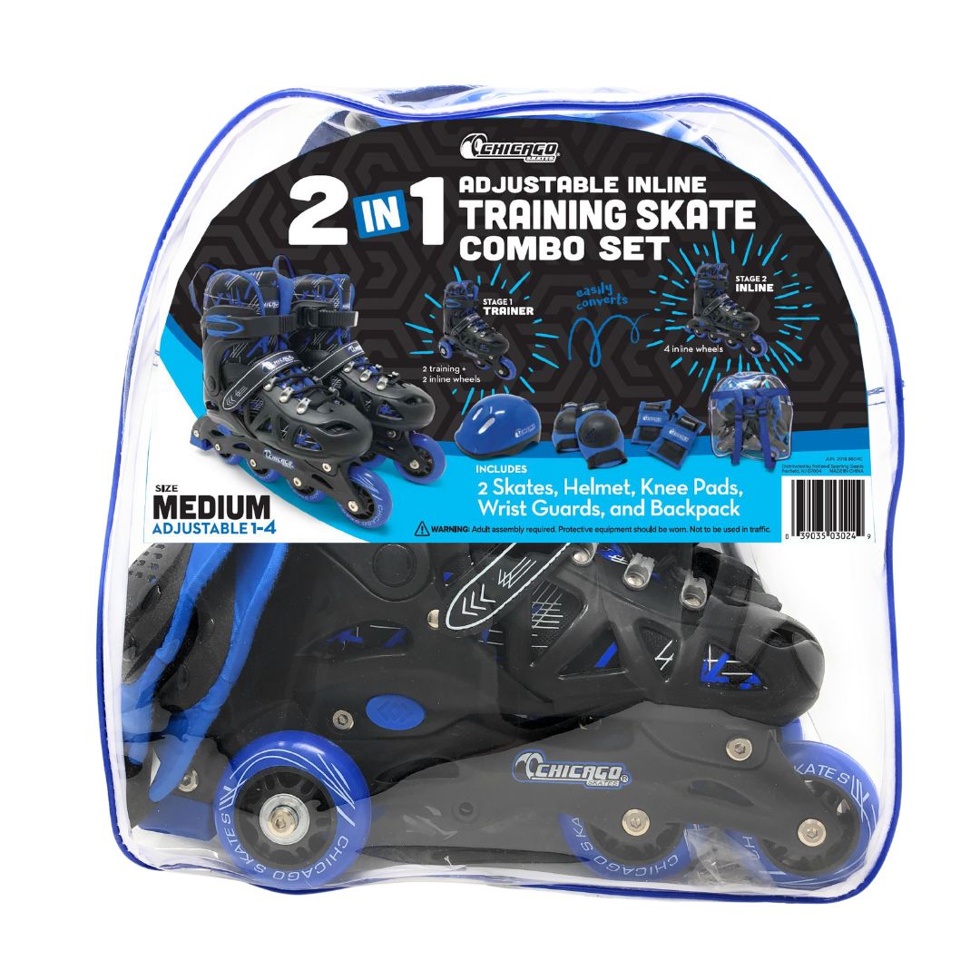 National Sporting Goods CRS555-MD Skate Set Medium Black/Blue