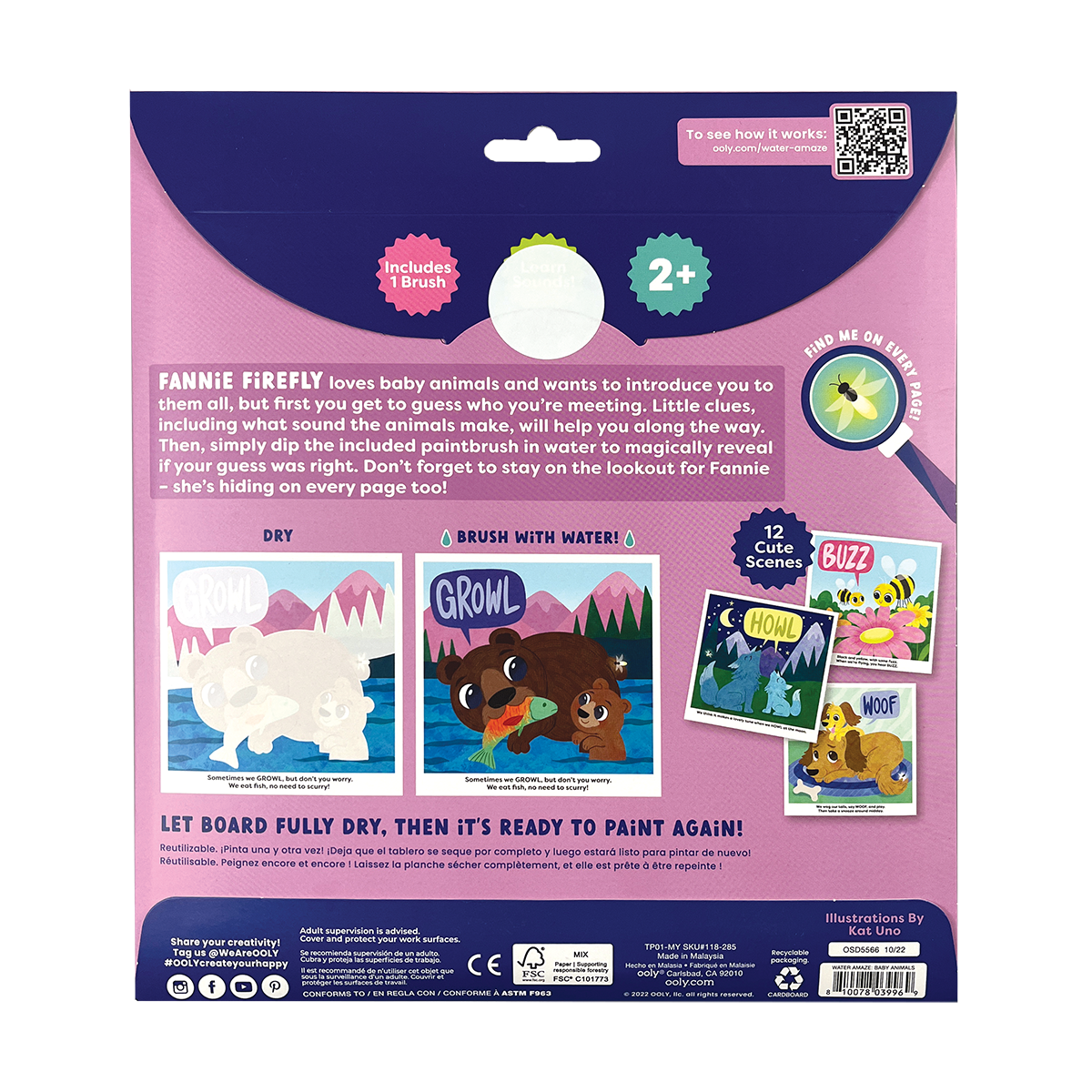 Ooly Water Amaze Water Reveal Boards 118-285 Baby Animals