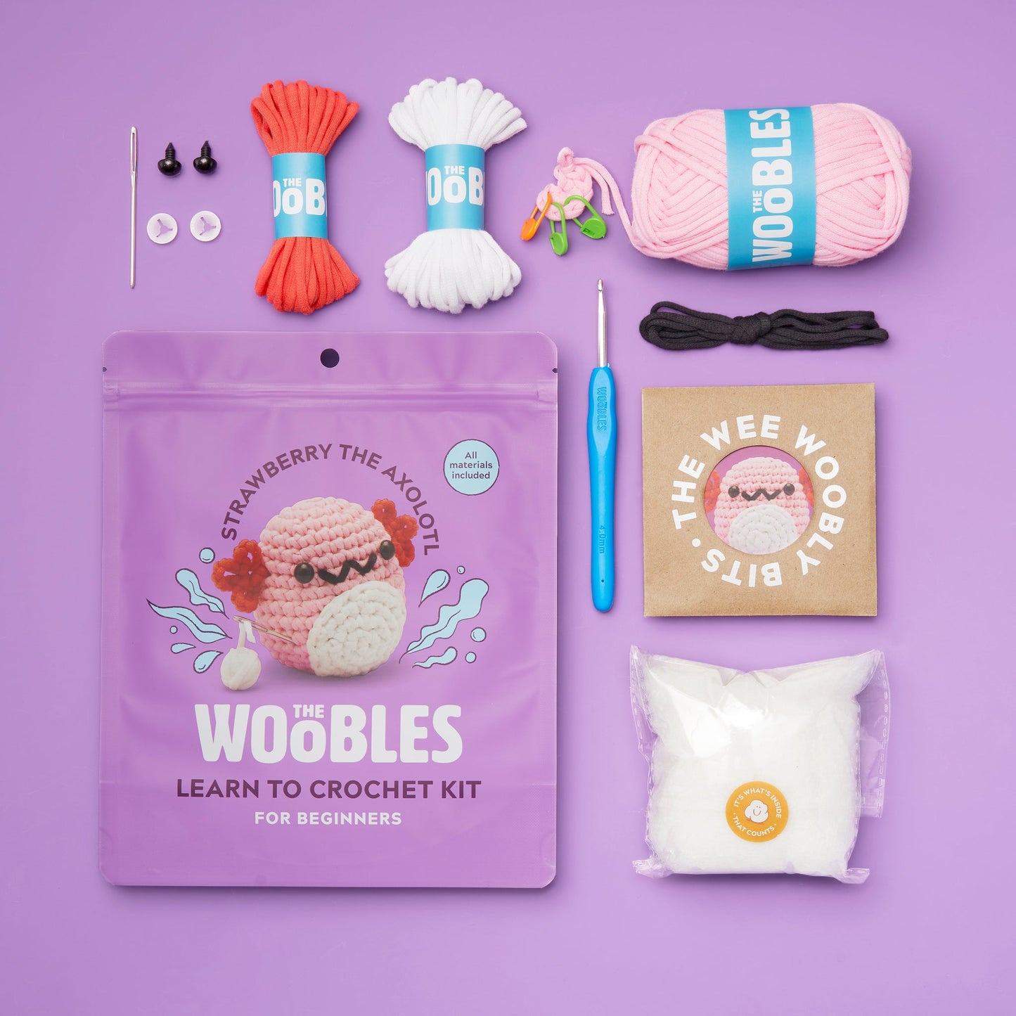 Woobles Strawberry the Axolotl Crochet Kit