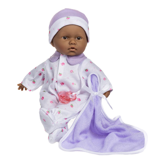 JC Toys La Baby 11 inch Soft Body Hispanic Baby Doll in Purple Outfit