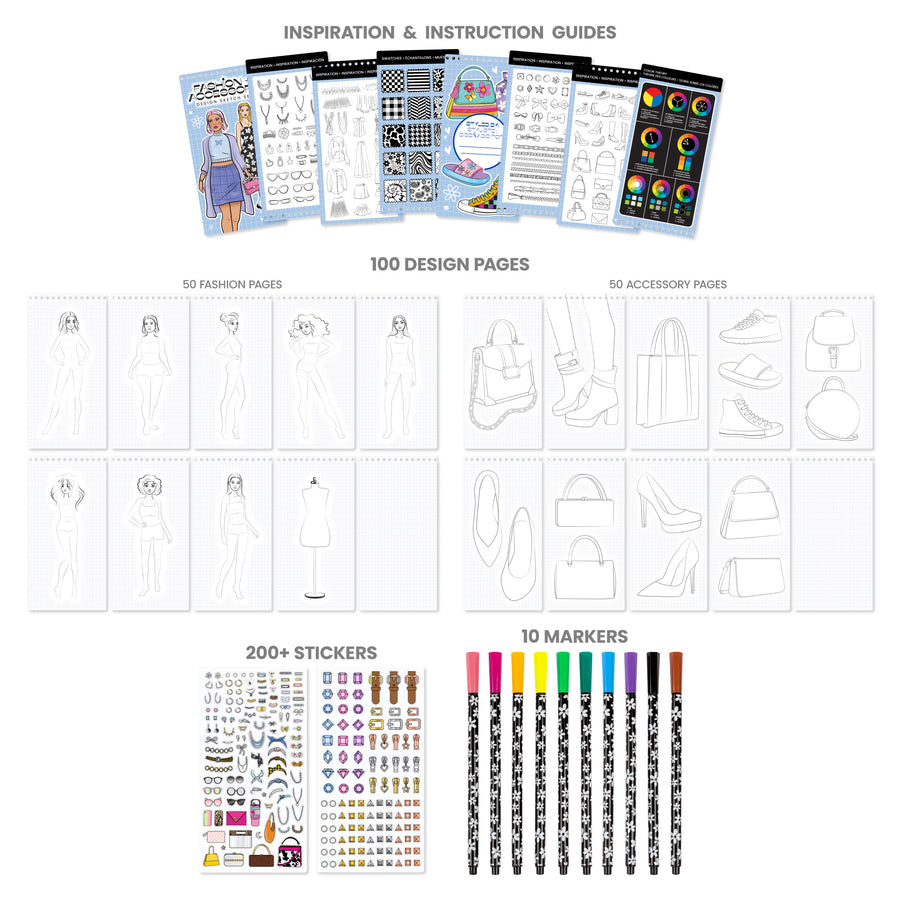 Fashion Angels Fashion & Accessory Design Sketch Set w/Markers