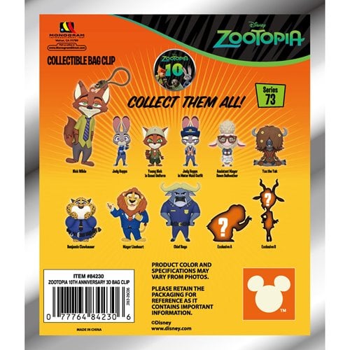 Monogram Zootopia 3D Foam Bag Clip, Series 73 Blind Gag