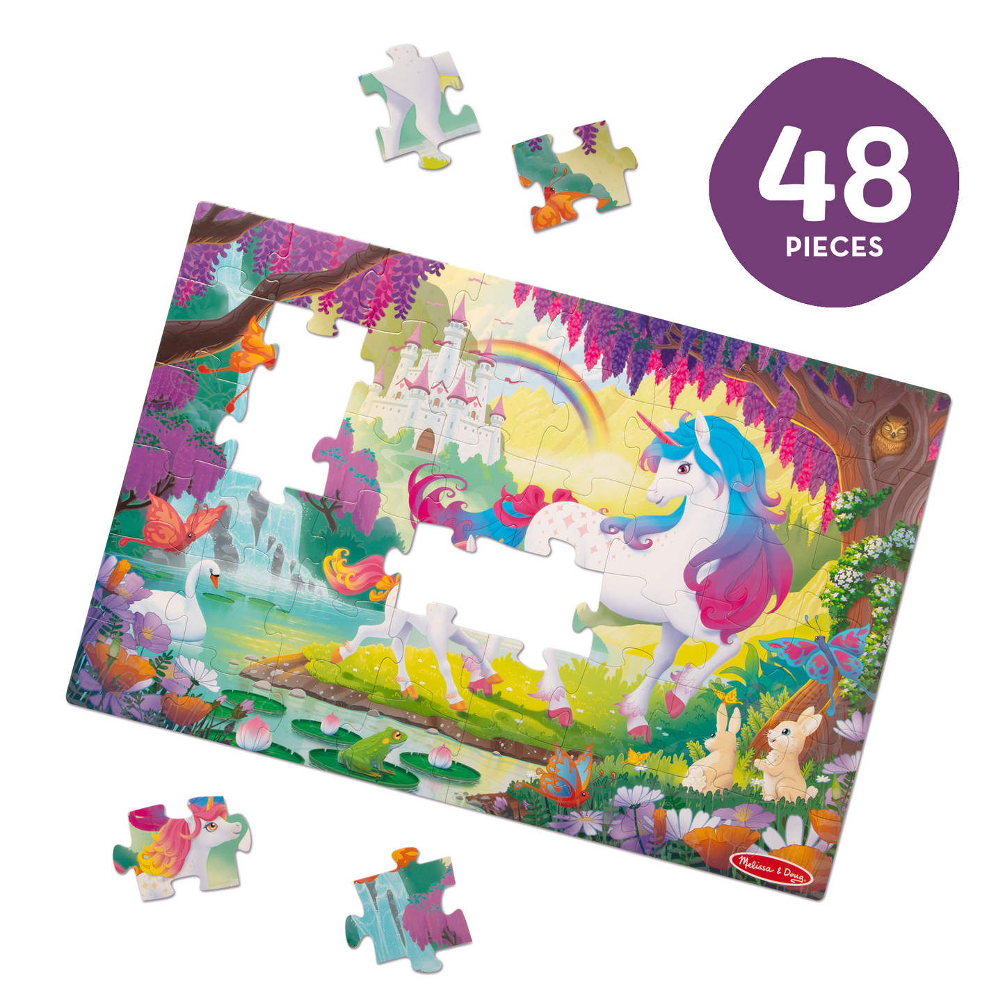 Melissa & Doug Glow-in-the-Dark Unicorn Floor Puzzle - 48 Pieces
