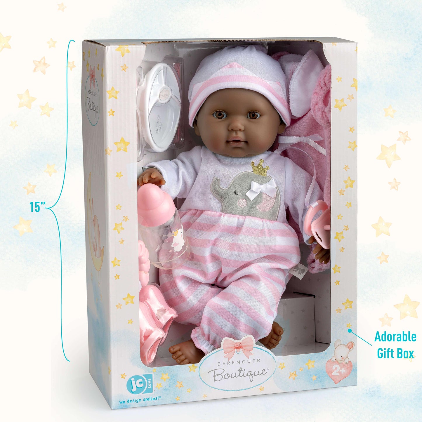 JC Toys Berenguer Boutique 15" Realistic Soft Body African American Baby Doll
