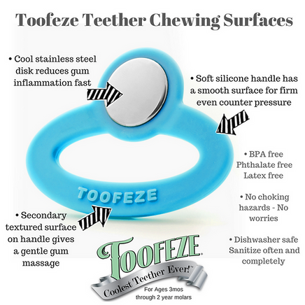 Toofeze Natural Cold Teether - Sky Blue | 78982 | Oh, That Baby! 