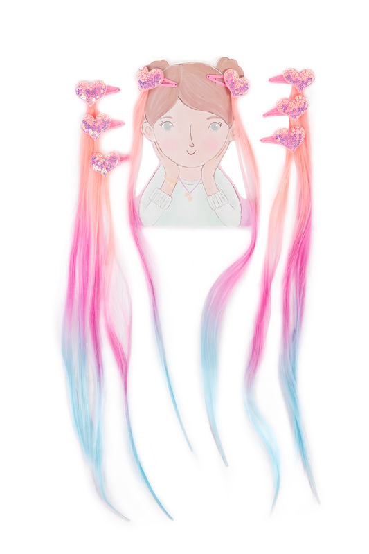 Great Pretenders Hollywood Hearts Hair Extensions, Pastel