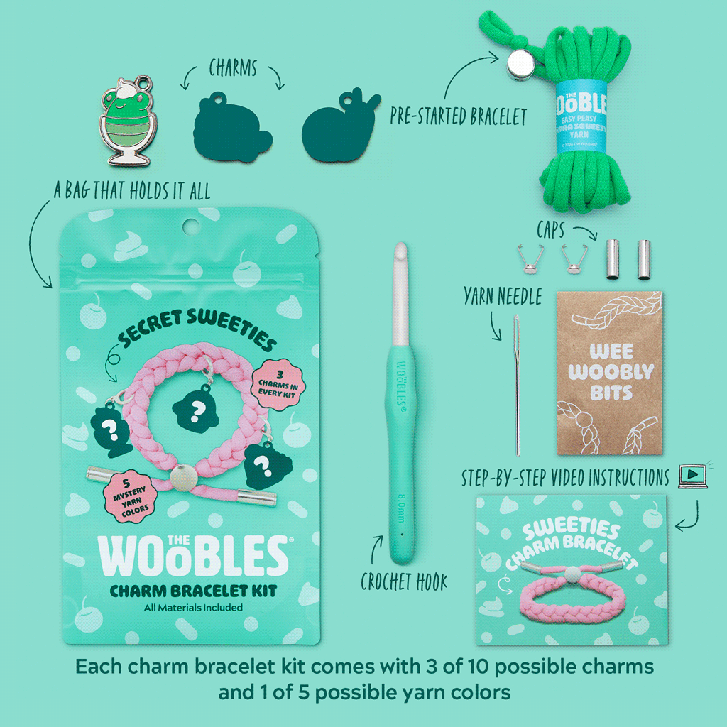 Woobles Secret Sweeties Charm Bracelet Crochet Kit