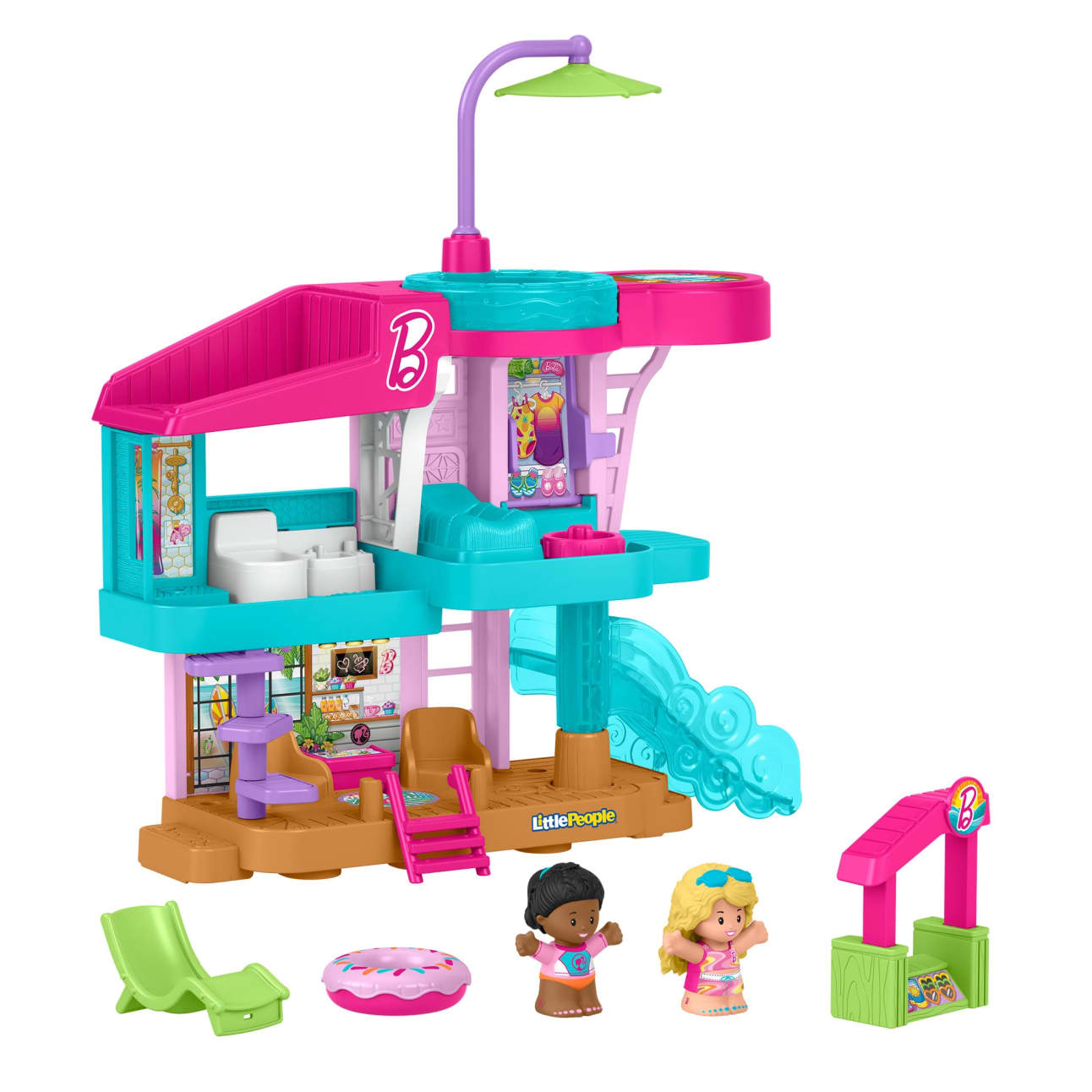 Fisher Price Little People Barbie Beach House Toddler Playset With Figures & Accessories