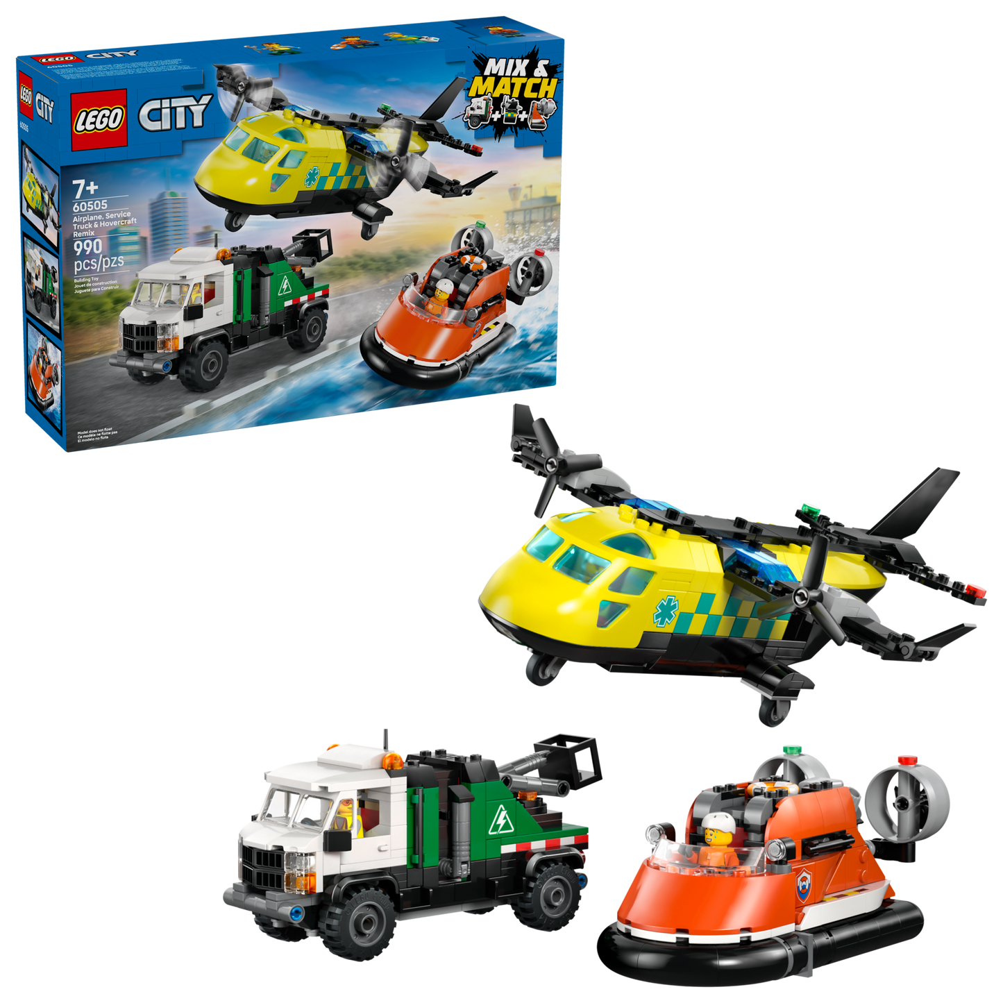 CITY Mix & Match Airplane, Service Truck and Hovercraft Remix