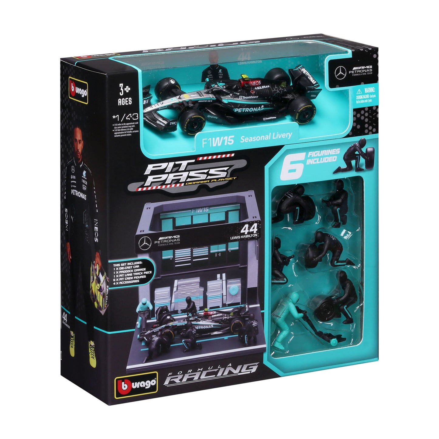 Bburago 1:43 Scale Formula Racing Mercedes W15 Pit Pass