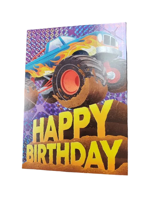 MindWare Foil Monster Truck Birthday Card
