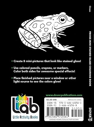 Dover Frogs Mini Stained Glass Coloring Book