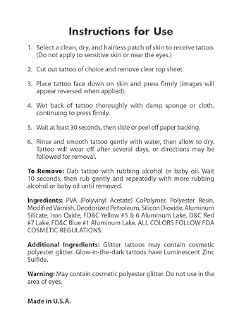 Dover Glow-in-the-Dark Tattoos: Sun, Moon, and Stars