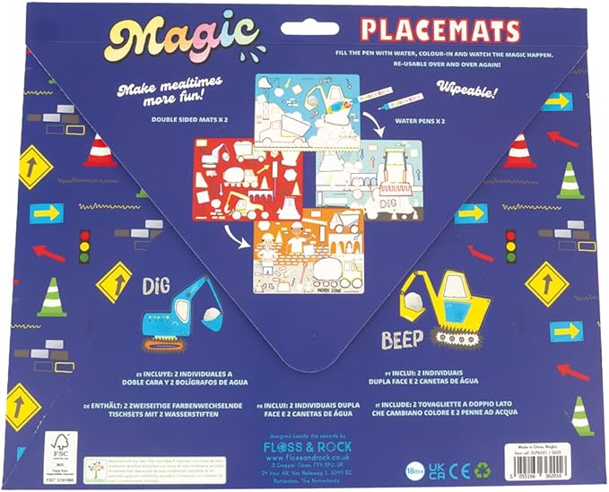 Floss and Rock Construction Magic Water Placemats