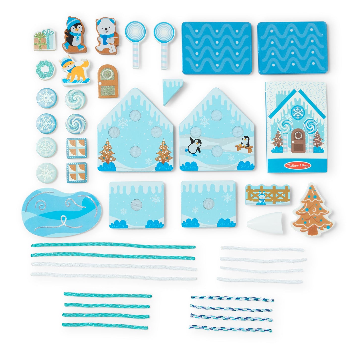 Melissa & Doug Wooden Gingerbread House Play Set – Winter Frost