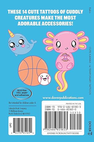Dover Cute Kawaii: 14 Temporary Tattoos