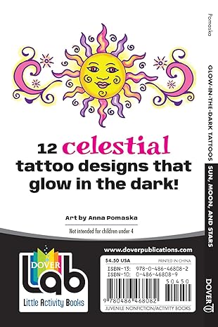 Dover Glow-in-the-Dark Tattoos: Sun, Moon, and Stars