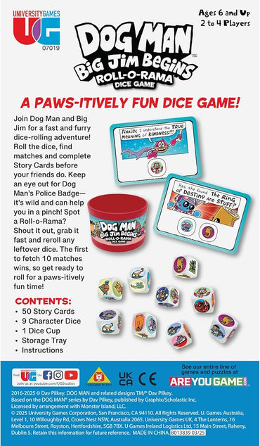 University Games Dog Man Big Jim Begins Roll-o-Rama Dice Game